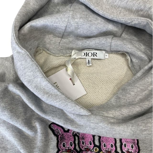 Dior Baby Dior Baby Dior Rabbit Pullover Hoodie Sweatshirt Dress Grey Cotton