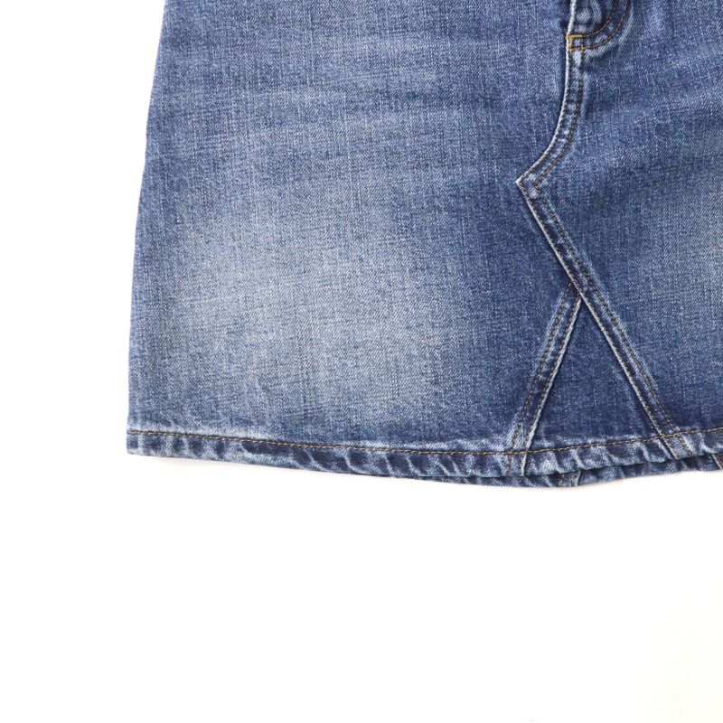 Christian DIOR 422j21a3830 100% Cotton Trapeze Denim Miniskirt With Logo Patch