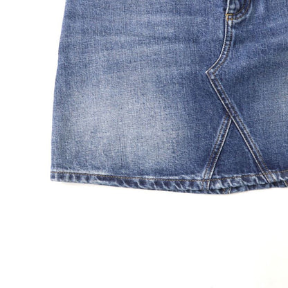 Christian DIOR 422j21a3830 100% Cotton Trapeze Denim Miniskirt With Logo Patch