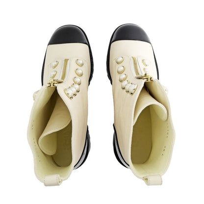 Chanel Shorts Fake Pearl White Black G45183 Size 38C Shoes Ladies