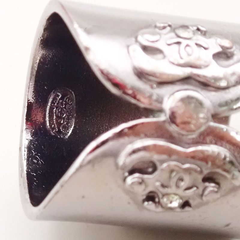 Chanel Ring CC Mark Silver Stones Size 12 34ka622