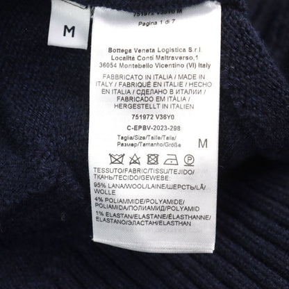 Bottega Veneta 751972 Wool Intrecciato Crew Neck Ribbed Sweater Knit Navy M