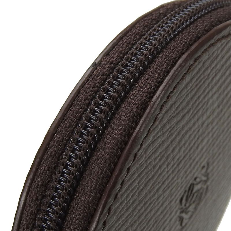 Loewe Coin Case Leather Brown Silver Hardware Anagram Small Round Ladies Men's