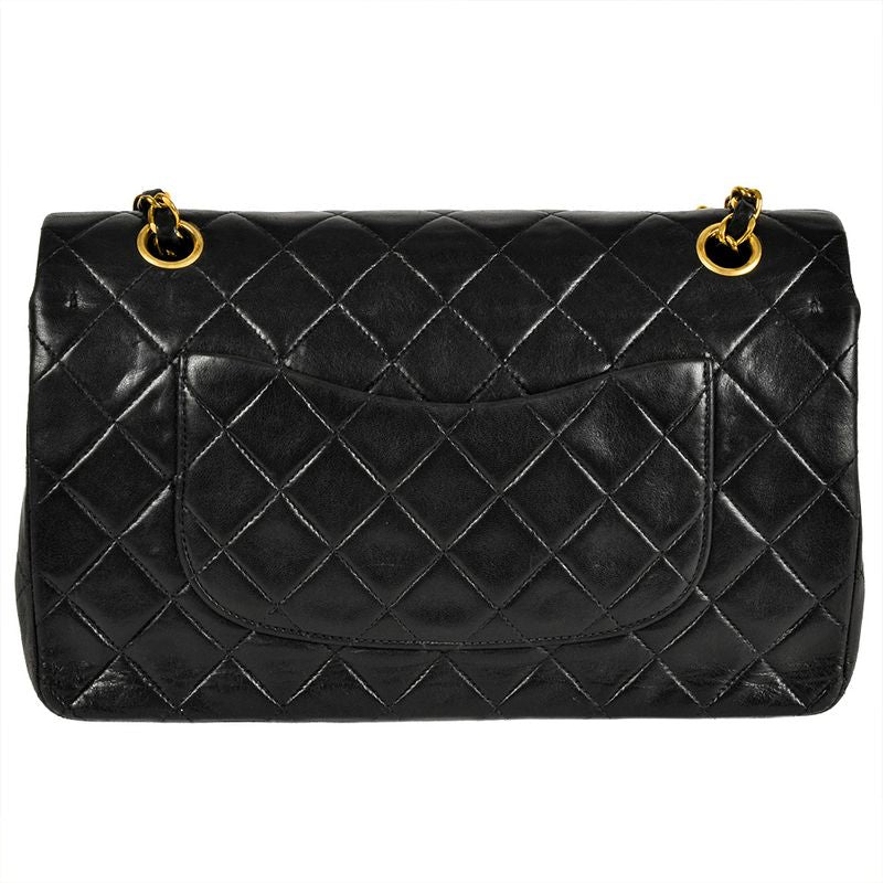 Chanel Matelasse 25 Chain Shoulder Bag Lambskin A01112 Black Gold Hardware Coco