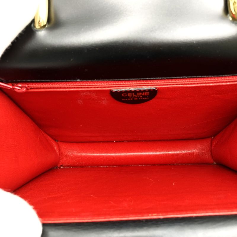 Celine Handbag Leather Vintage Black Gancini Leather Women