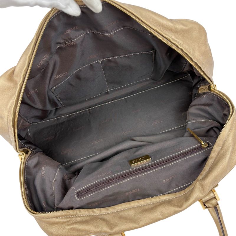 Loewe Amazona 36 Handbag Mini Boston Bag Anagram Logo Stitching Gold Nappaleathe