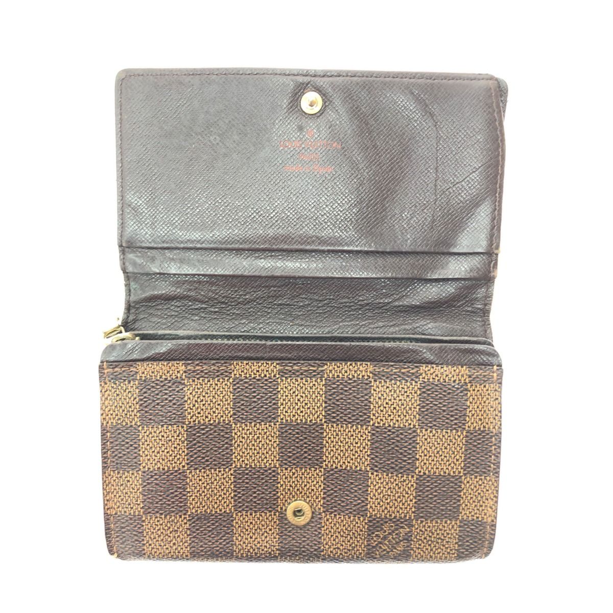 Louis Vuitton Women's Bifold Wallet Damier Ebene Portomone Bier Tresor N61730