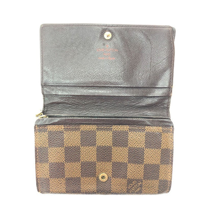 Louis Vuitton Women's Bifold Wallet Damier Ebene Portomone Bier Tresor N61730