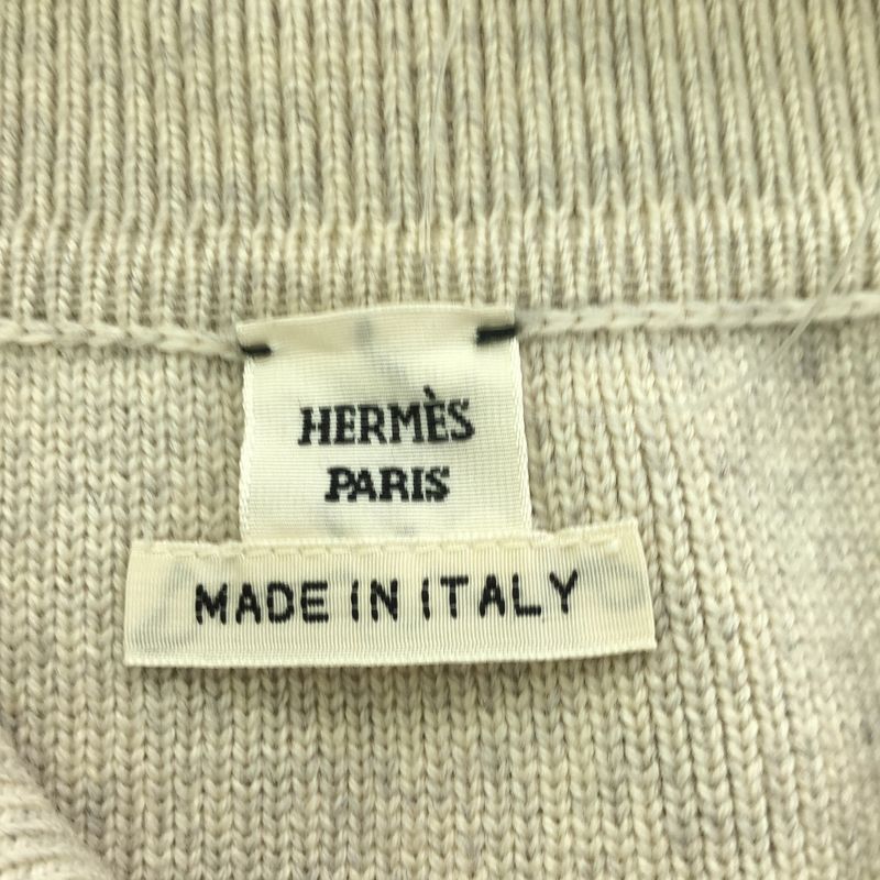 Hermes Virgin Wool Ribbed Knit Skirt Ivory 34