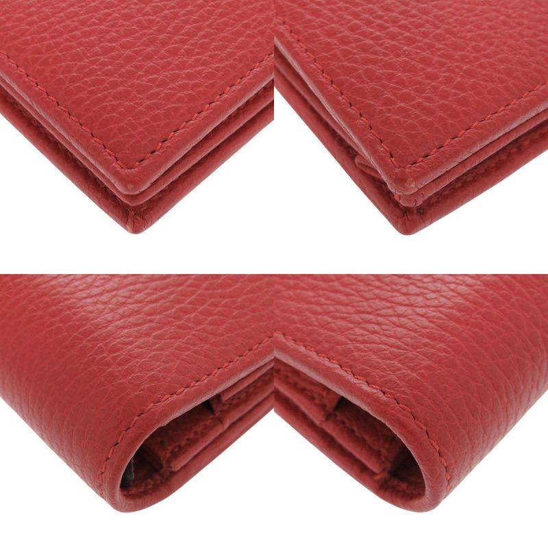 Gucci 368231 Leather Red Shoulder Wallet Shoulder Bag Long Wallet Red 0462 Gucci