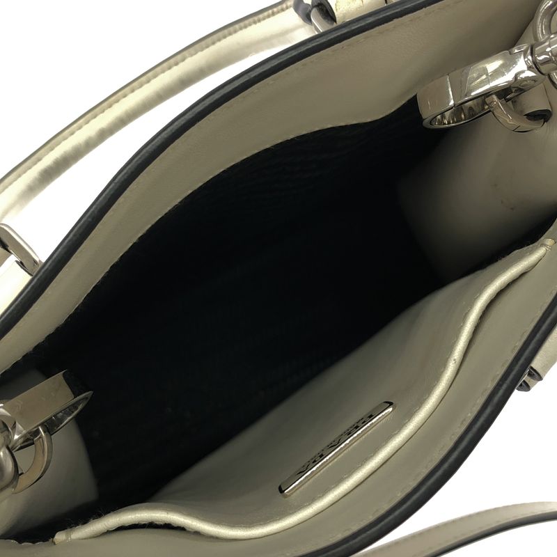 Prada - Embossed Triangle Logo 2WAY Shoulder Bag - White - Women