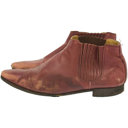 Hermes Side Gore Leather Boots Red 41 1 2