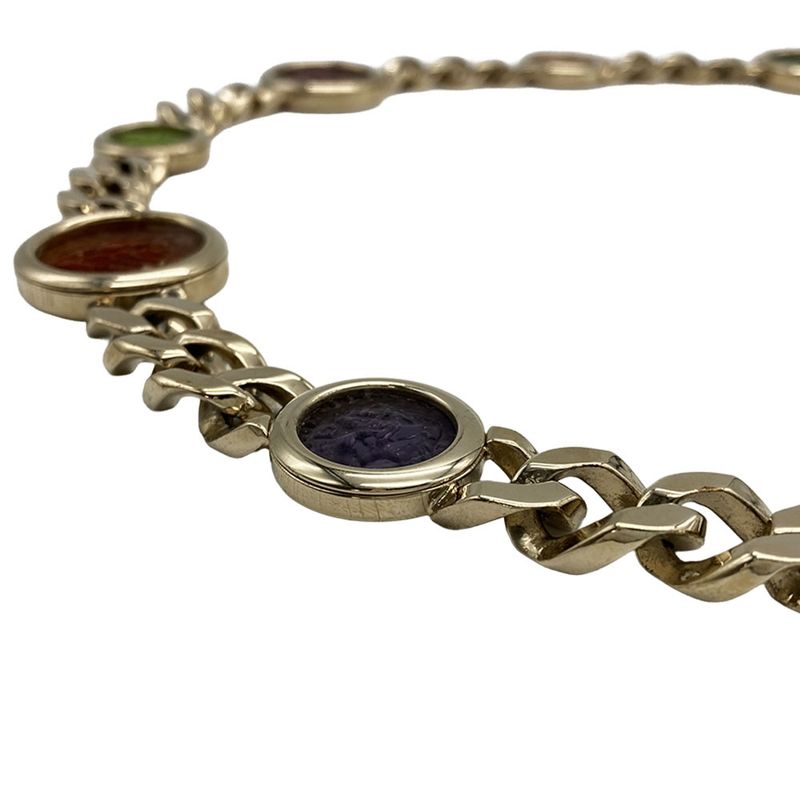 Bulgari Bvlgari Belt Gold Chain Glass Circle Multicolor