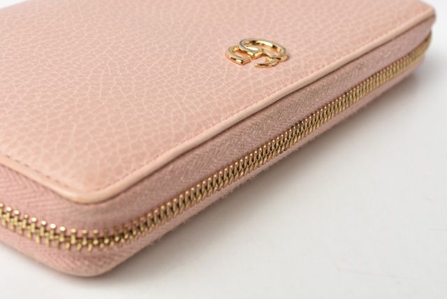 Gucci Long Wallet Petit Marmont Leather Pink Beige 456117
