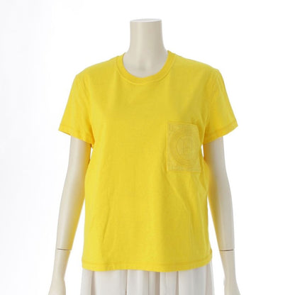 Hermes Cotton H Embroidered Pocket Short Sleeve T-shirt Top Yellow 38