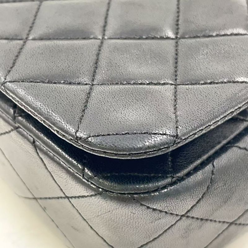 Chanel Full Flap Chain Shoulder Matelasse 1st Lambskin Black Shoulder Bag Gold