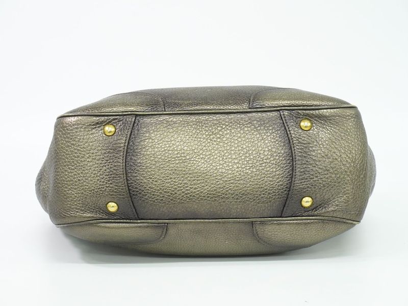 Authentic Prada Leather Shoulder Bag Gold Tone Bag Pre-owned [follow-up Discount