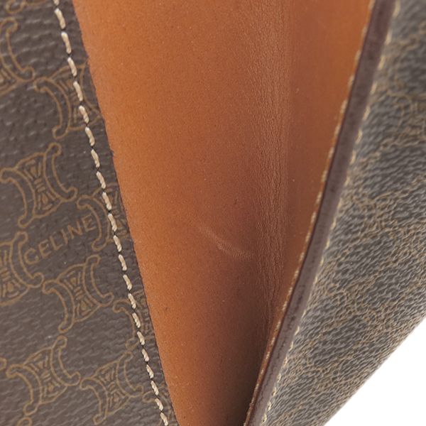 Celine Handbag Macadam Half Moon PVC Leather Brown Gold Hardware Brown Mini