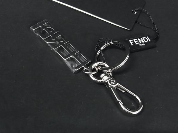 Fendi Key Holder Key Ring Bag Charm Women's Men's Silver Fr1691