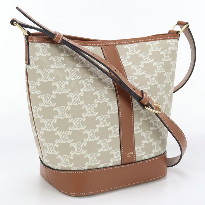 Celine Small Bucket Triomphe Canvas 19144 2CAS Shoulder Bag Calf Womens