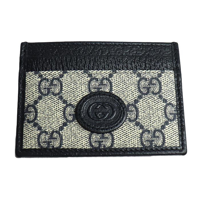 Gucci GG Supreme Card Case Navy Beige 673002 K9gsn 4075 Men's Preowned
