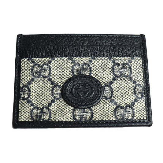 Gucci GG Supreme Card Case Navy Beige 673002 K9gsn 4075 Men's Preowned
