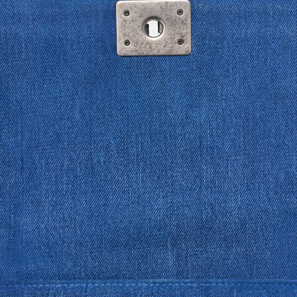 Chanel Boy Chanel Matelasse Chain Shoulder Denim Blue With Silver Hardware