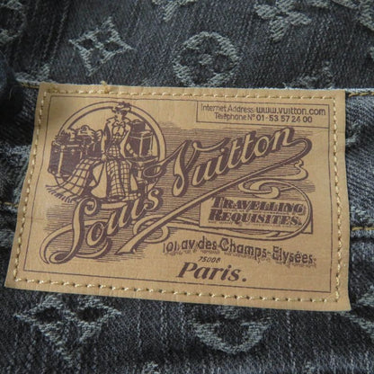 Louis Vuitton 100% Cotton Monogram Denim Pants With Logo Button Indigo Black 38