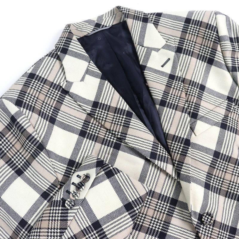 DIOR Christian DIOR Homme 22AW 293c284a5572 100% Wool Checked Peaked Lapel Single Tailored