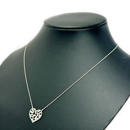 Tiffany & Co Silver Olive Leaf Heart Necklace 2.3g 925 Engraved 353042 Necklace