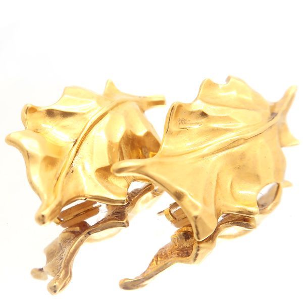 Yves Saint Laurent Earring GP Leaf Motif Vintage YSL Yves Saint Laurent