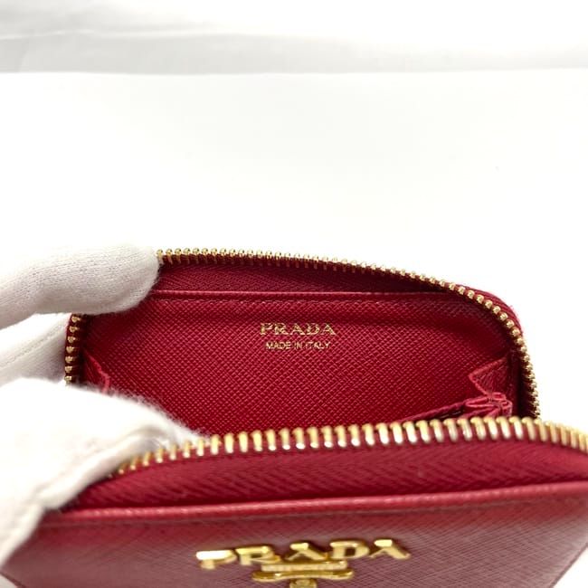 Prada Card Case Red 1ml040 Excellent Condition Saffiano Leather Preowned