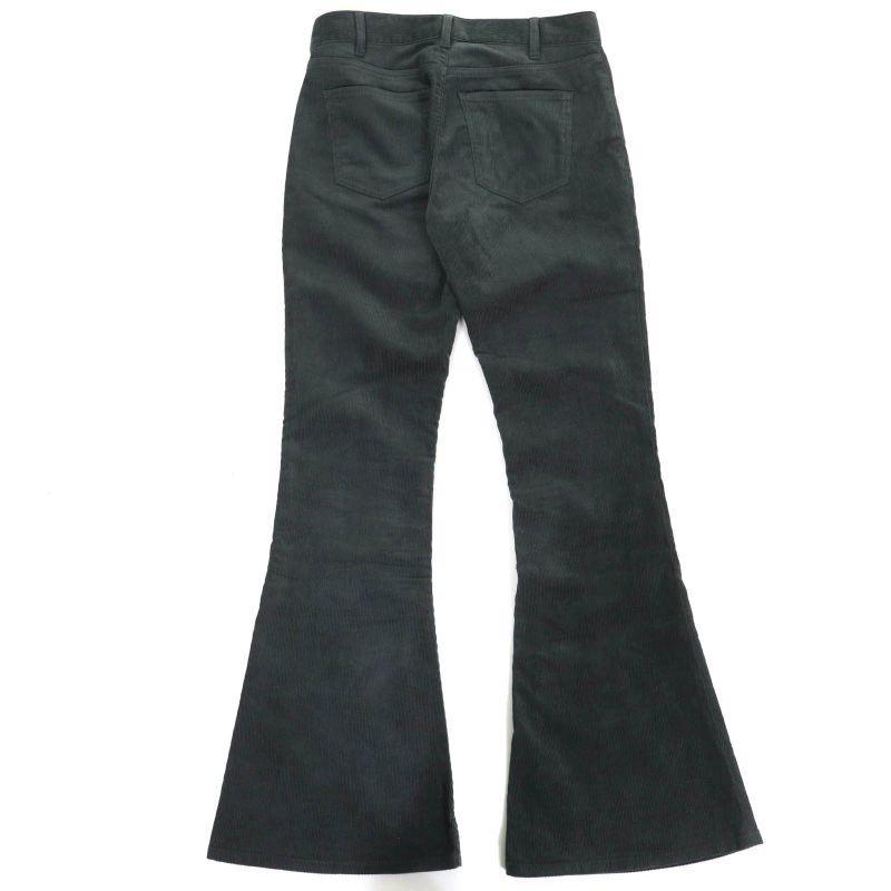 Celine 100% Cotton Corduroy Flared Pants Bottoms Dark Green 24 Made In Italy