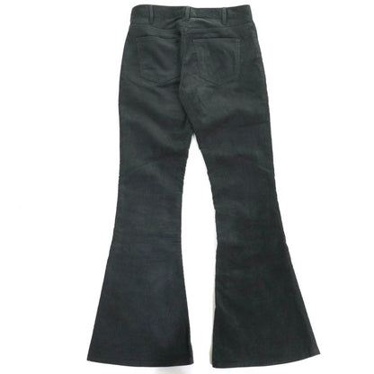 Celine 100% Cotton Corduroy Flared Pants Bottoms Dark Green 24 Made In Italy