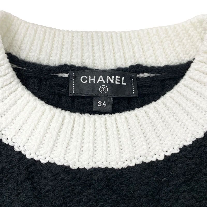 Chanel Tops Wool Black White Coco Mark Knit Sweater