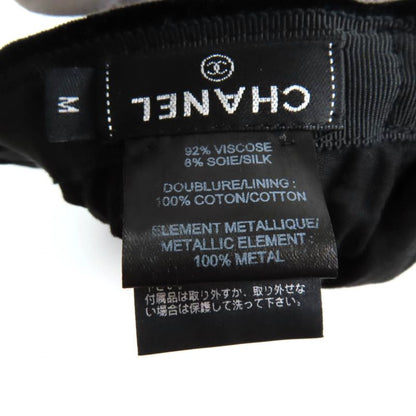 CHANEL 21AW Silk Mix Velour Casket With Coco Mark Hardware Hat Black M Made In