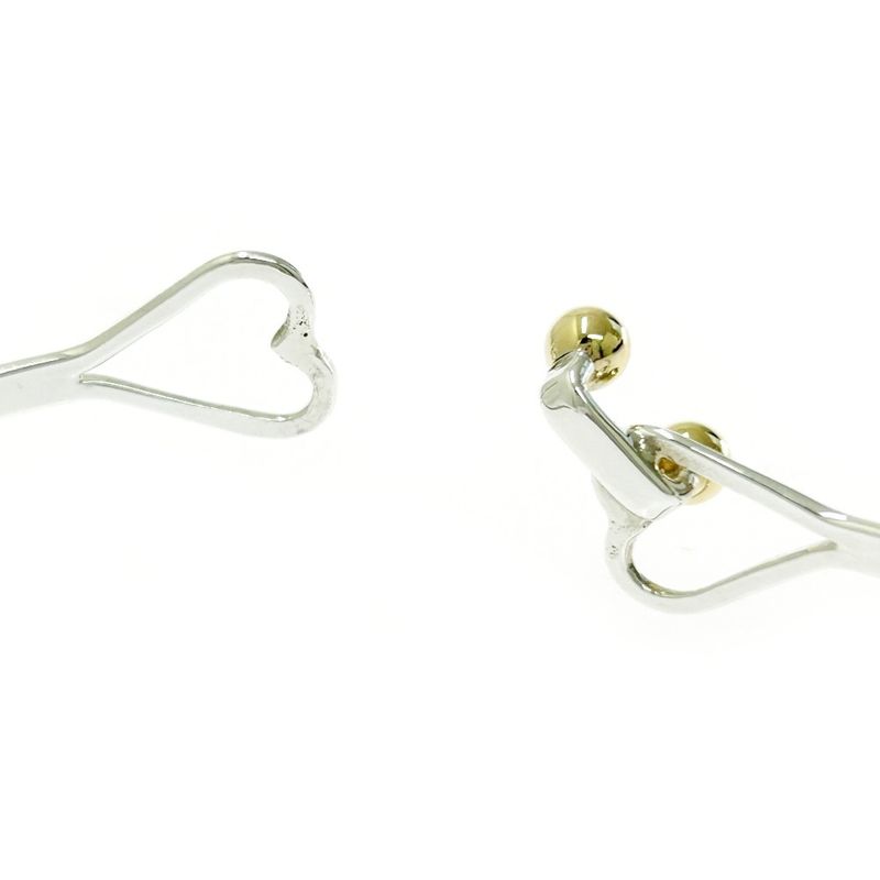 Tiffany & Co Silver Hook & Eye Double Heart Bangle 5.2g 925 750 Engraved 479596