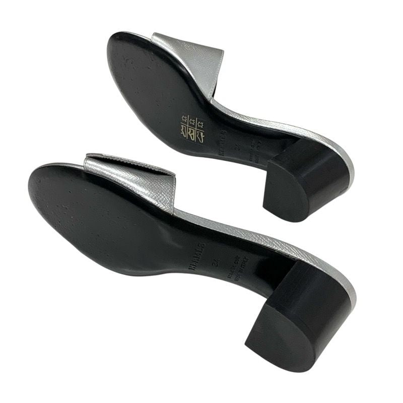Hermes Very Sandals Shoes Leather Silver Kelly Clasp Mules