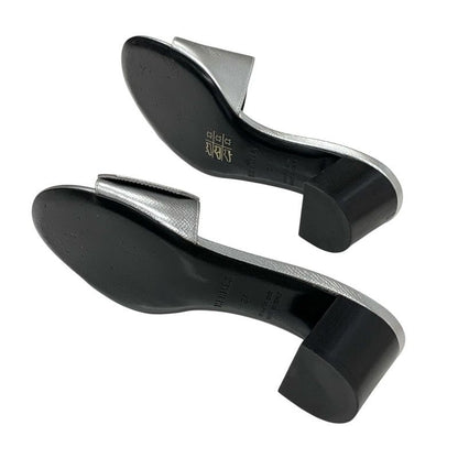 Hermes Very Sandals Shoes Leather Silver Kelly Clasp Mules