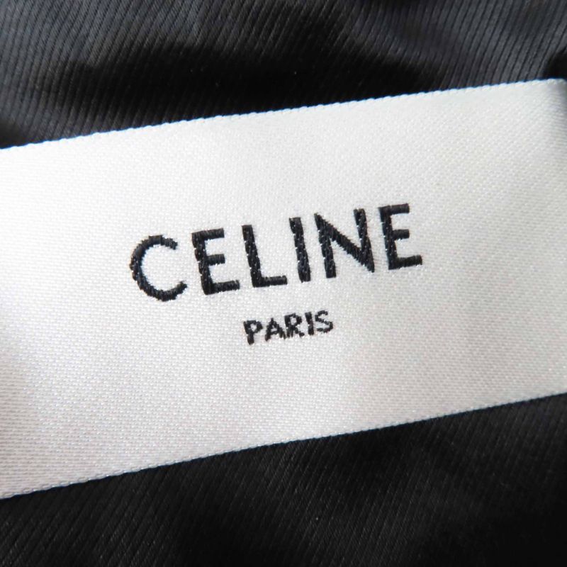 Celine 2m06a814e Wool Triomphe Gold Button Egg Shape Pea Coat Black 36 Made In
