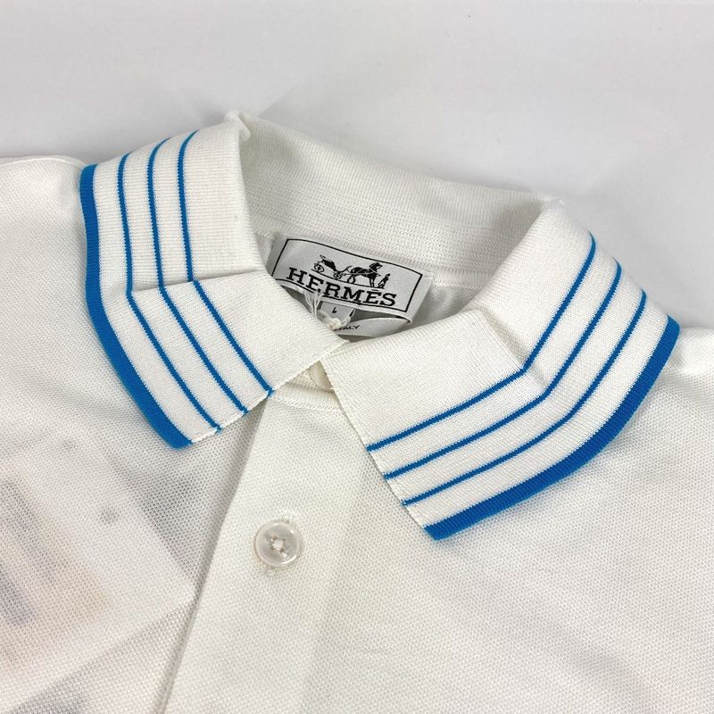 Hermes Polo Shirt H Logo Line Cotton White