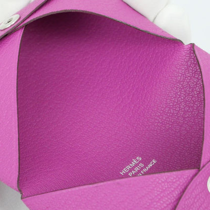 Hermes Calvi Cade Case Rose Purple Chevre W Engraved Leather Accessory