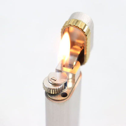 Cartier New Shape Oval Roller Lighter Silver Gold Ignition