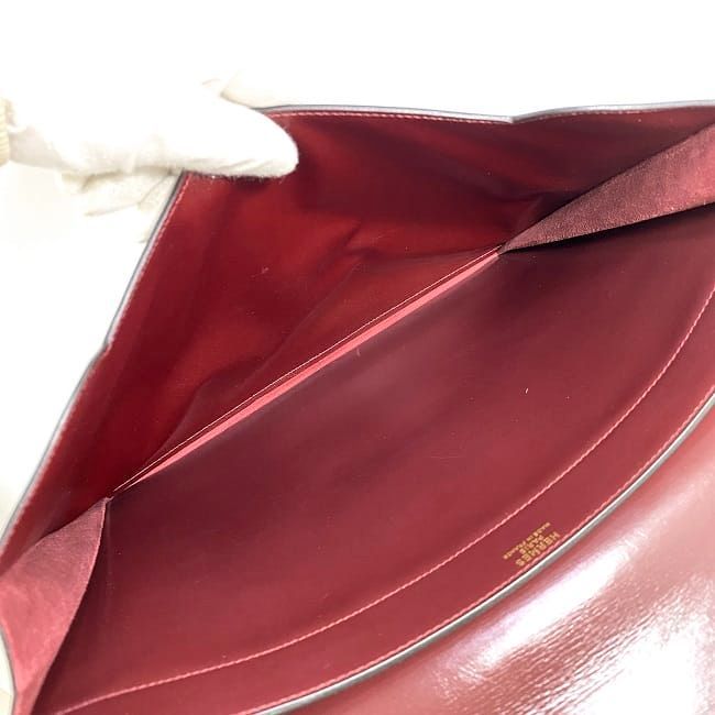 Hermes Clutch Bag Fako Bordeaux Excellent Condition Leather Box Calf