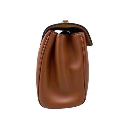 Celine Shoulder Bag Teen Soft 16 Caisse 196853 Calfskin Tan Brown Gold Hardware