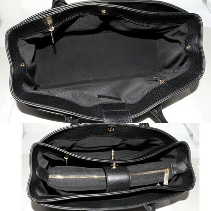 Chanel Tote Shoulder Bag Executive Soft Caviar Skin Black Gold Hardware 2WAY