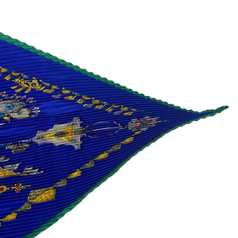Hermes Silk Scarf Pleated Desert Accessories Blue