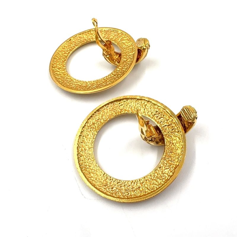 Chanel Logo Circle GP Gold Earrings Gold