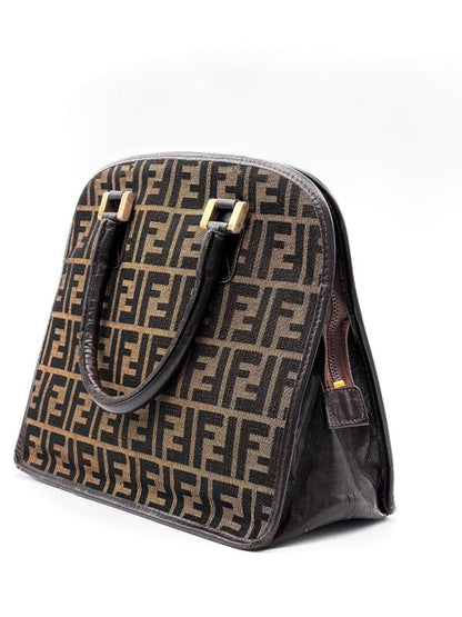 Fendi Handbag Zucca Pattern Brown Leather 62bs172