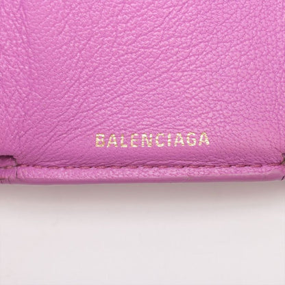 Balenciaga Logo Leather Mini Wallet Compact Wallet Cat 558208 Purple Made In